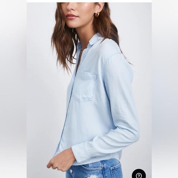 NEW Rails Ingrid Raw Hem Shirt Button Down Light Vintage Blue Size Large NWT - Picture 2 of 8